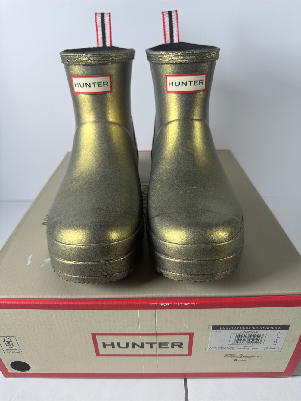 Hunter womens metallic Gold Short Rain Boots